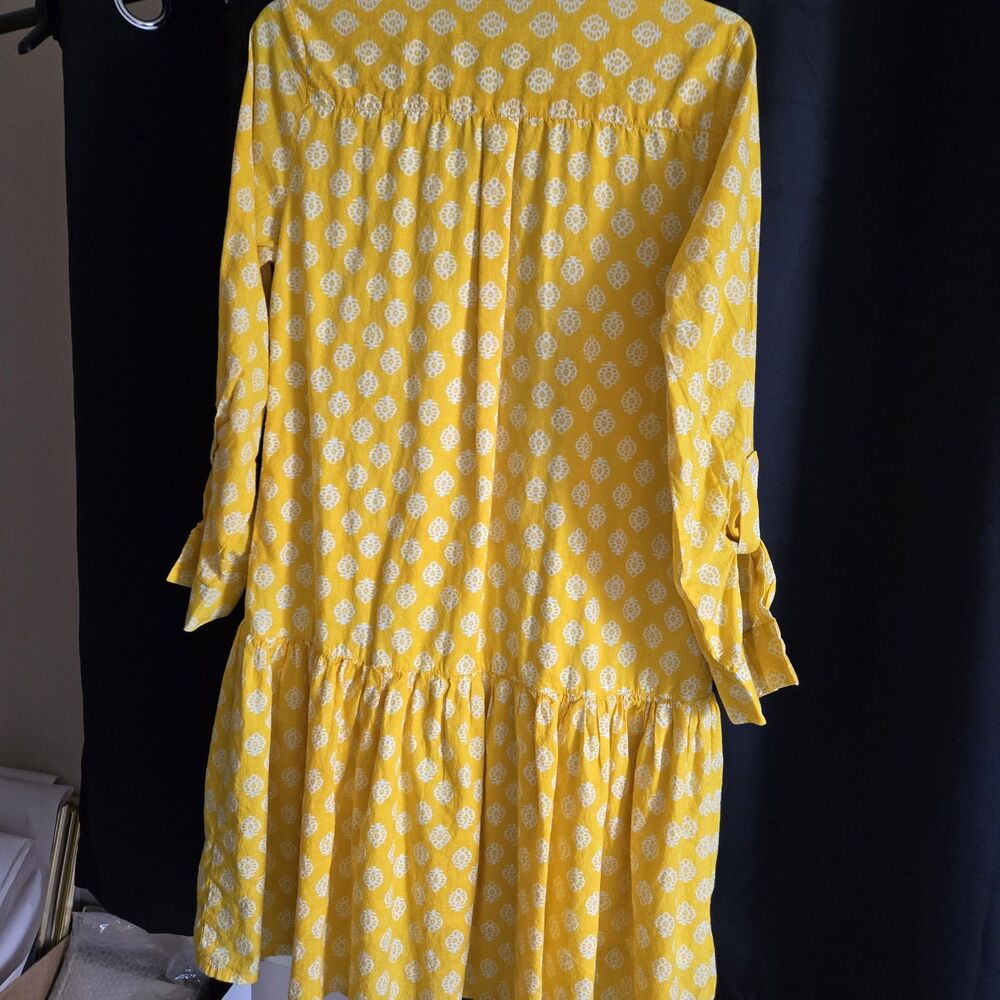 Madison Mathews Midi Boho Dress Cotton Drop Waist W/ Pockets! OS Medium, India - Picture 6 of 8